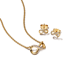 Golden Infinity Necklace and Earrings Set
