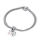 Mother Daughter Splittable Heart Charm and Bracelet Set