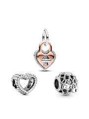 Heart and Padlock Charm Trio