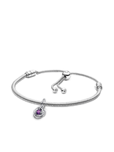 February Eternity Circle Dangle Charm Bracelet Set