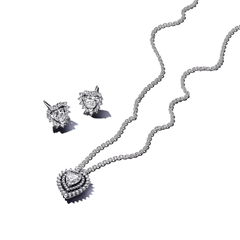 Sparkling Double Heart Halo Jewelry Gift Set