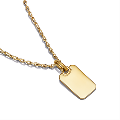 Engravable Rectangle Tag Pendant Necklace Set