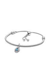 December Eternity Circle Dangle Charm Bracelet Set