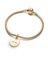 Engravable Round Tag Dangle Charm Bracelet Set
