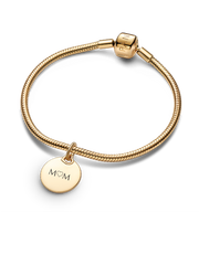 Engravable Round Tag Dangle Charm Bracelet Set