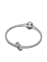 Silver Sparkling Bow Bracelet Set