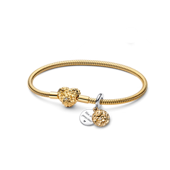 My Pandora Two Tone Daisy Dangle Charm Bracelet Set
