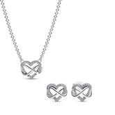 Sparkling Infinity Heart Necklace Set