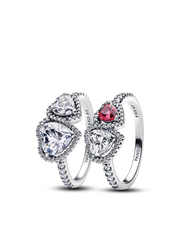 Sparkling Halo Hearts Ring Set