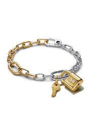 Two Tone Lock and Key Bracelet and Charm Set