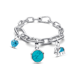 Turquoise Elephant and Heart Charm Bracelet