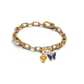 Golden Butterfly and Heart Charm Bracelet