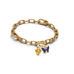 Golden Butterfly and Heart Charm Bracelet