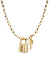Lara’s Lock & Key Charm Necklace Set - 14k Gold-plated unique metal blend