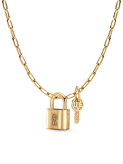 Lara’s Lock & Key Charm Necklace Set - 14k Gold-plated unique metal blend