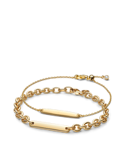 His & Hers Engravable Gold Plated Bracelet Set