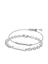 His & Hers Engravable Silver Bracelet Set
