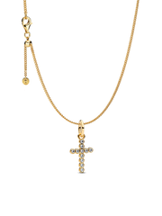 Round Bezel Cross Necklace Set