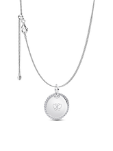 Engravable Sparkling Round Tag Pendant Necklace