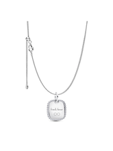 Engravable Sparkling Square Tag Pendant Necklace