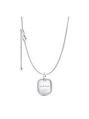 Engravable Sparkling Square Tag Pendant Necklace