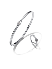 Pandora Brilliance Lab-Grown Diamond Bangle Bracelet and Ring Set 0.30 carat tw Sterling Silver