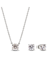 Pandora Era Lab-grown Diamond Pendant Necklace and Earring Set 2.00 carat tw 14k White Gold