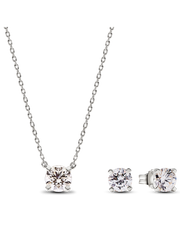 Pandora Era Lab-grown Diamond Pendant Necklace and Earring Set 2.00 carat tw 14k White Gold