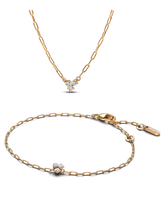 Lab-Grown Diamond Cluster Paperclip Necklace & Bracelet Set