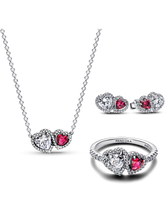 Sterling Silver Halo Hearts Gift Set
