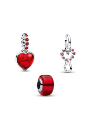 Red Hearts Charm Trio