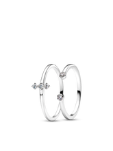 Pandora Era Lab-Grown Diamond White Gold Open and Trio Ring Set