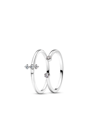 Pandora Era Lab-Grown Diamond White Gold Open and Trio Ring Set
