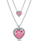 Pink Elevated Hearts Necklace Layering Set