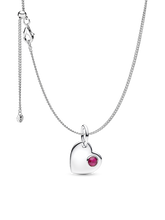 July Birthstone Heart Pendant Necklace