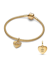 BE LOVE Engravable Golden Love Heart Charm Bracelet Set