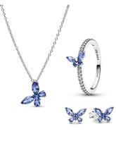 Winter Blue Butterfly Jewelry Set