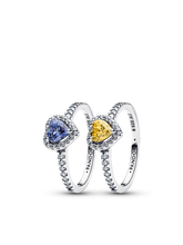 Celestial Love Elevated Heart Ring Duo