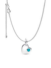December Birthstone Heart Pendant Necklace