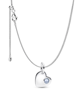 March Birthstone Heart Pendant Necklace
