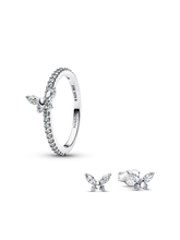Sparkling Clear Butterfly Ring and Earring Set