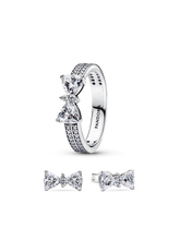 Sparkling Bow Double Row Ring Set