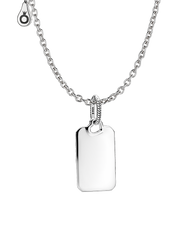 Engravable Rectangle Tag Pendant Necklace Set