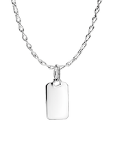 Engravable Rectangle Tag Pendant & Infinity Chain Necklace Set