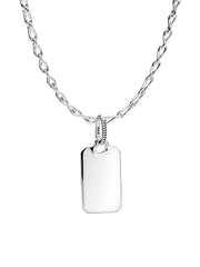 Engravable Rectangle Tag Pendant & Infinity Chain Necklace Set