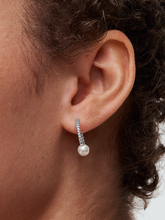 Treated Freshwater Cultured Pearl & Pavé Hoop Earrings - Sterling silver
