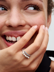Treated Freshwater Cultured Pearls & Pavé Open Ring - Sterling silver