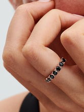 Black Sparkling Row Eternity Ring - 14k rose gold plating