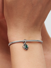 FINAL SALE - Green Eternity Circle Dangle Charm - Sterling silver