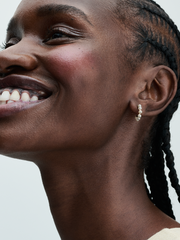FINAL SALE - Treated Freshwater Cultured Pearls Open Hoop Earrings - 14k gold plating